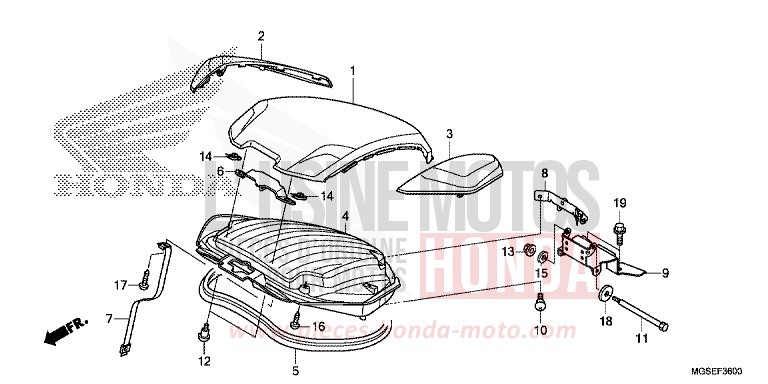 LUGGAGE LID for NC700S Dual Cluth ABS SEAL SILVER METALLIC (NHA14) from 2013